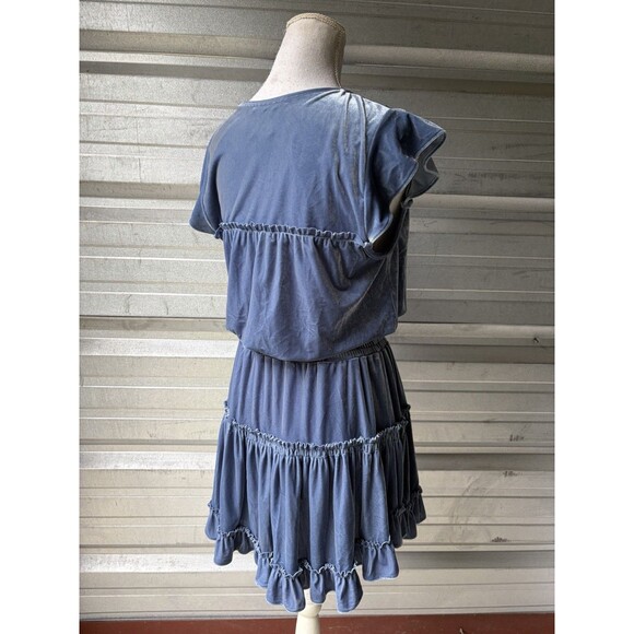 MISA Velvet Dress Blue Tiered Ruffles Tassels Size Medium NWT - Picture 7 of 15